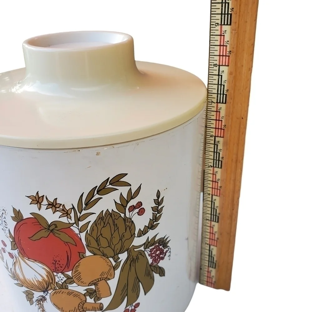 VTG Ransburg Large Cookies Tin kitchen storage Mushroom veggie design